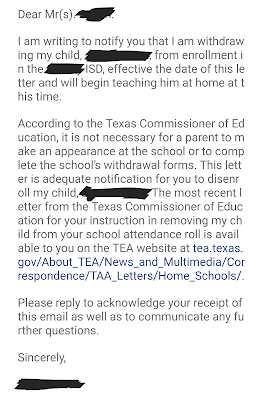 This is the actual email I cc'ed to the principal, couselor and the attendance clerk.